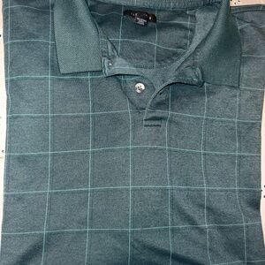 Van Heusen Men’s Polo Shirt Green Windowpane Check Short Sleeve XXL